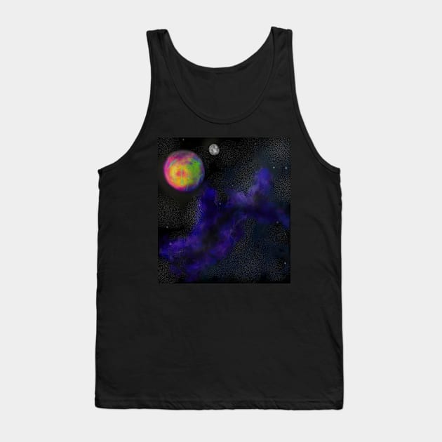 Planet and Moon Tank Top by Electric Mermaid